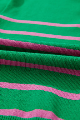 Green Stripe Non-detachable Bow Drop Sleeve Cardigan