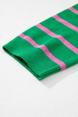 Green Stripe Non-detachable Bow Drop Sleeve Cardigan