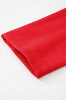 Fiery Red Solid Color Casual Zipper Hooded Jacket