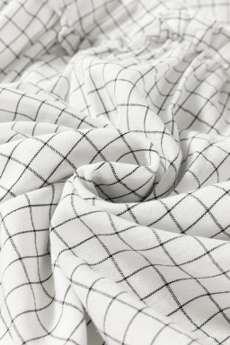 White Plaid Frill Detail Flowy Mini Dress