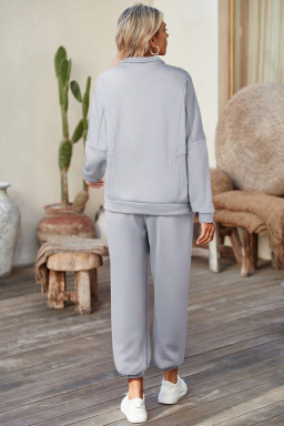 Sleet Solid Color Zipper Hoodie and Pants Set