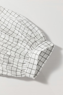 White Plaid Frill Detail Flowy Mini Dress