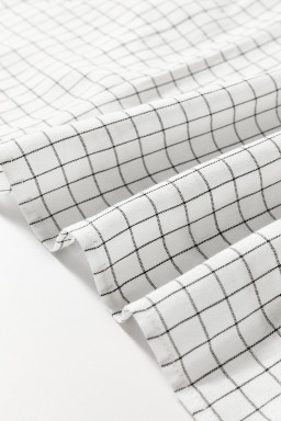 White Plaid Frill Detail Flowy Mini Dress