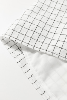 White Plaid Frill Detail Flowy Mini Dress