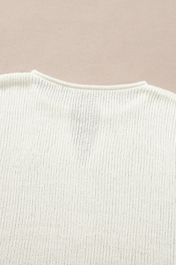 Brown Stripe Cropped Drop Sleeve Sweater