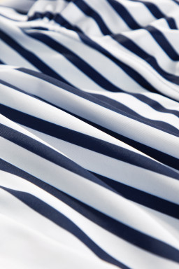 Blue Stripe Drawstring Tummy Control 2pcs Tankini Set