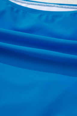 Blue Colorblock Top Pleated High Waisted Bikini Swimwear