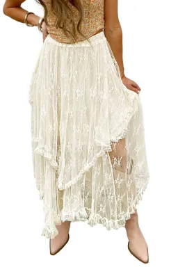 Ninevah Lace Maxi Skirt Beige