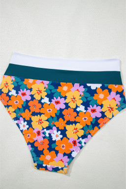 Green Floral Print Racerback High Waist Bikini Swimwear