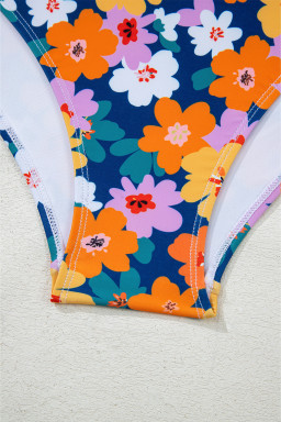 Green Floral Print Racerback High Waist Bikini Swimwear