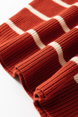 Brown Stripe Color Block Short Sleeve Quarter Zip Mini Dress