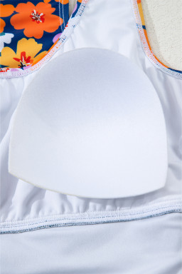 Green Floral Print Racerback High Waist Bikini Swimwear