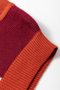 Brown Stripe Color Block Short Sleeve Quarter Zip Mini Dress