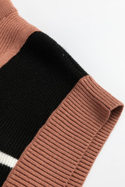 Black Stripe Color Block Short Sleeve Quarter Zip Mini Dress