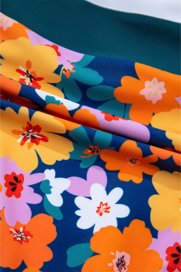 Green Floral Print Racerback High Waist Bikini Swimwear