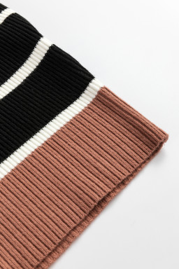 Black Stripe Color Block Short Sleeve Quarter Zip Mini Dress