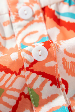 Orange Boho Paisley Print Bracelet Sleeve Mini Dress