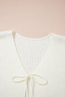 Beige Lace-up Front V Neck Sweater Vest