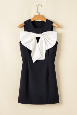 Black Bow Front High Waist Sleeveless Mini Dress