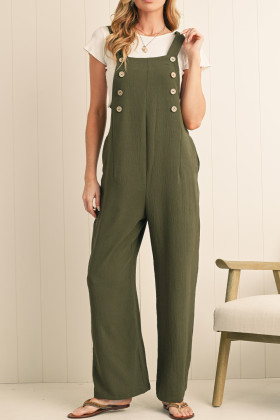 Mono de cama recta amb botons de color sòlid verd selva