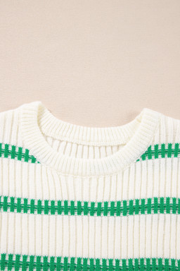 Bright Green Striped Sleeveless Knit Top