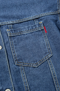 Dark Blue Washed Oversized Pocketed Denim Jacket