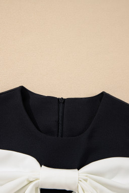 Black Bow Front High Waist Sleeveless Mini Dress