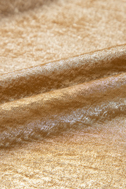 Gold Solid Color Bowknot Front Puff Sleeve Blouse