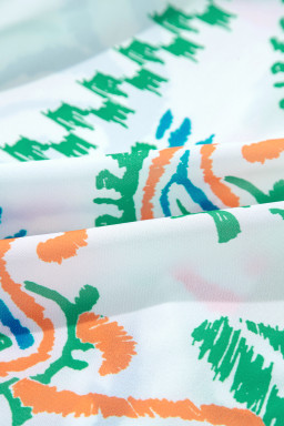 Green Ethnic Print Boho Tiered Mini Flowy Dress