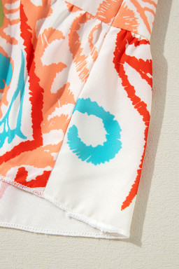 Orange Boho Paisley Print Bracelet Sleeve Mini Dress