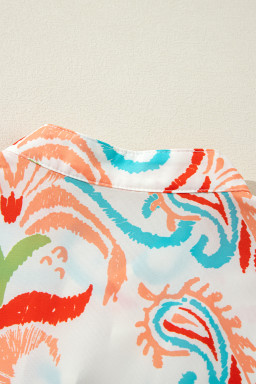 Orange Boho Paisley Print Bracelet Sleeve Mini Dress