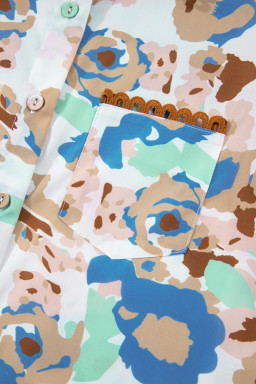 Multicolour Vintage 60s Flower Puff Sleeve Shirt