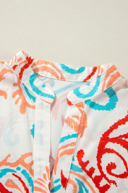 Orange Boho Paisley Print Bracelet Sleeve Mini Dress