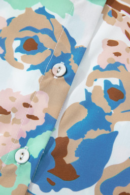 Multicolour Vintage 60s Flower Puff Sleeve Shirt