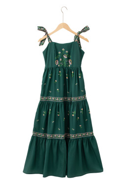 Blackish Green Boho Floral Print Sleeveless Dress
