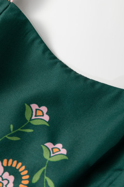 Blackish Green Boho Floral Print Sleeveless Dress