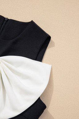 Black Bow Front High Waist Sleeveless Mini Dress