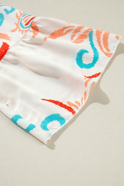 Orange Boho Paisley Print Bracelet Sleeve Mini Dress