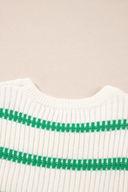 Bright Green Striped Sleeveless Knit Top