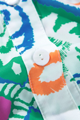 Green Ethnic Print Boho Tiered Mini Flowy Dress