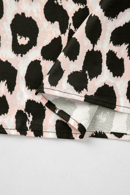 Khaki Leopard Print Layered Ruffle Sleeve Blouse