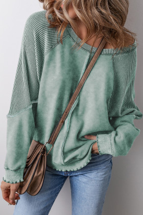 Dessuadora amb costures a la vista de màniga raglan de mosaic blau mineral