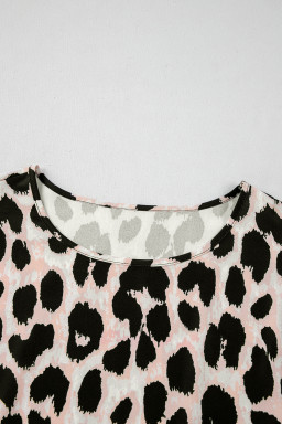 Khaki Leopard Print Layered Ruffle Sleeve Blouse