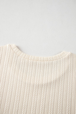 Apricot Swiss Dot Mesh Puff Sleeve Textured Top