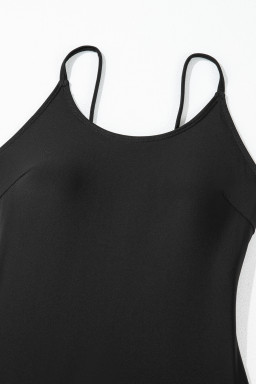 Black Thin Strap Strappy Lace-up Backless One Piece Swimsuit