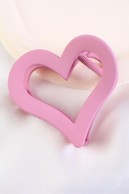 Light Pink Simple Frosted Heart Shaped Hair Claw Clip