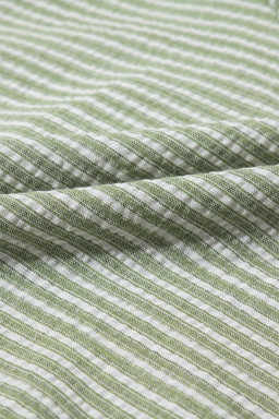 Green Striped Center Seamed Puff Sleeve Top
