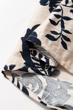 Black Boho Floral Pleated V Neck Lantern Sleeve Shirt