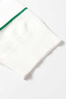 White Striped Half Sleeve Drop Shoulder Sweater