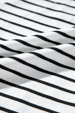 Black Stripe Two Tone Colorblock V Neck T Shirt